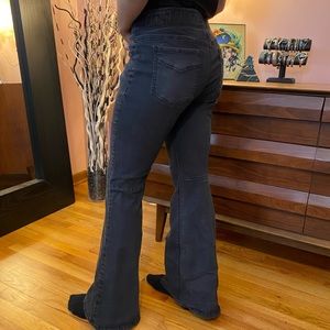 Free People washed black denim pull on flares